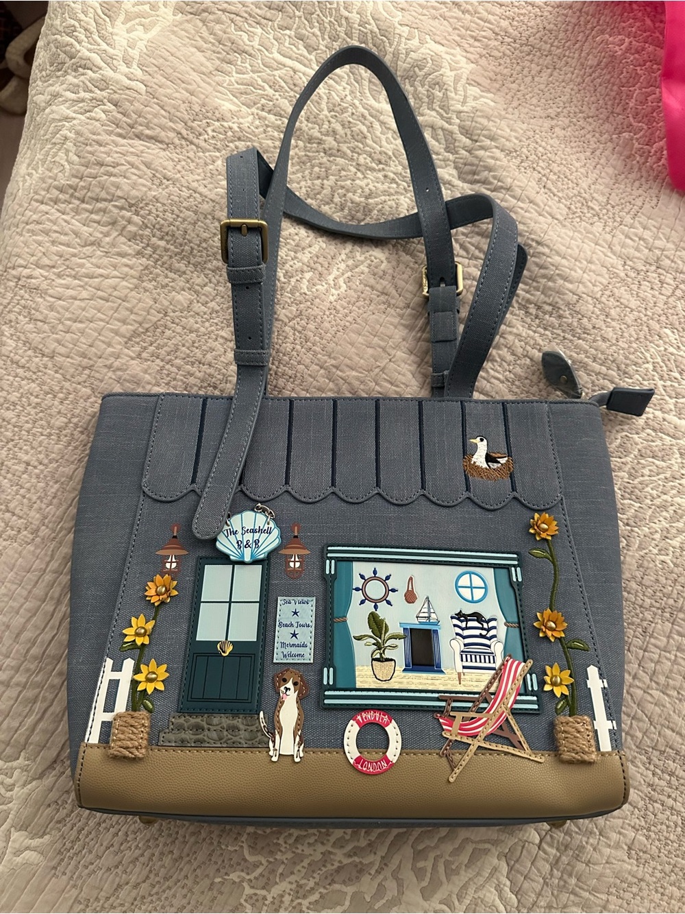 Vendula London Gray Coastal Cottage Tote Bag